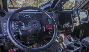 Military Technology: Tactical LCD screens in a military vehicle.
