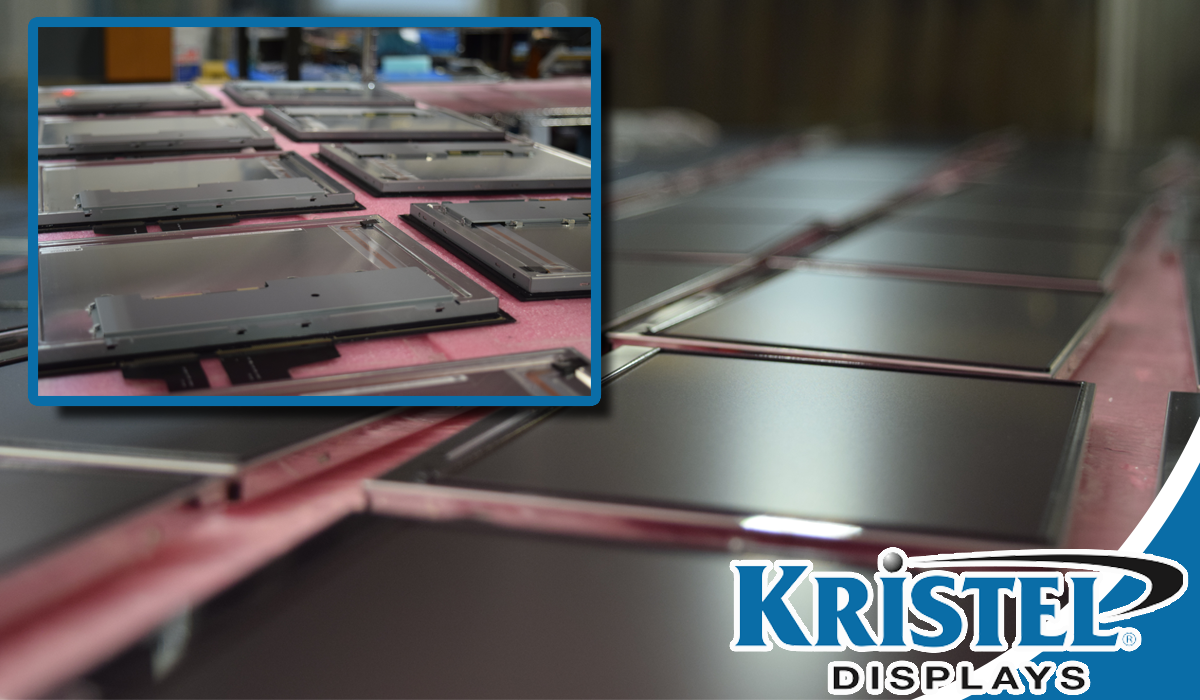 The back and front views of custom LCDs in a factory.